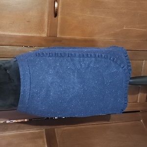 TALBOTS Ruffled Wrap-Style Blue Speckled Wool-Blend Skirt Size 2